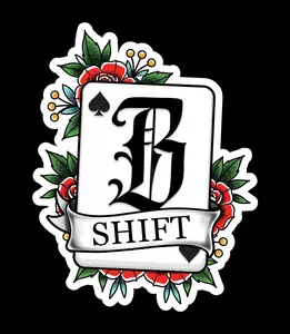 Firefighter B Shift Playing Card with Flowers Sticker - Includes two 2.5" Stickers