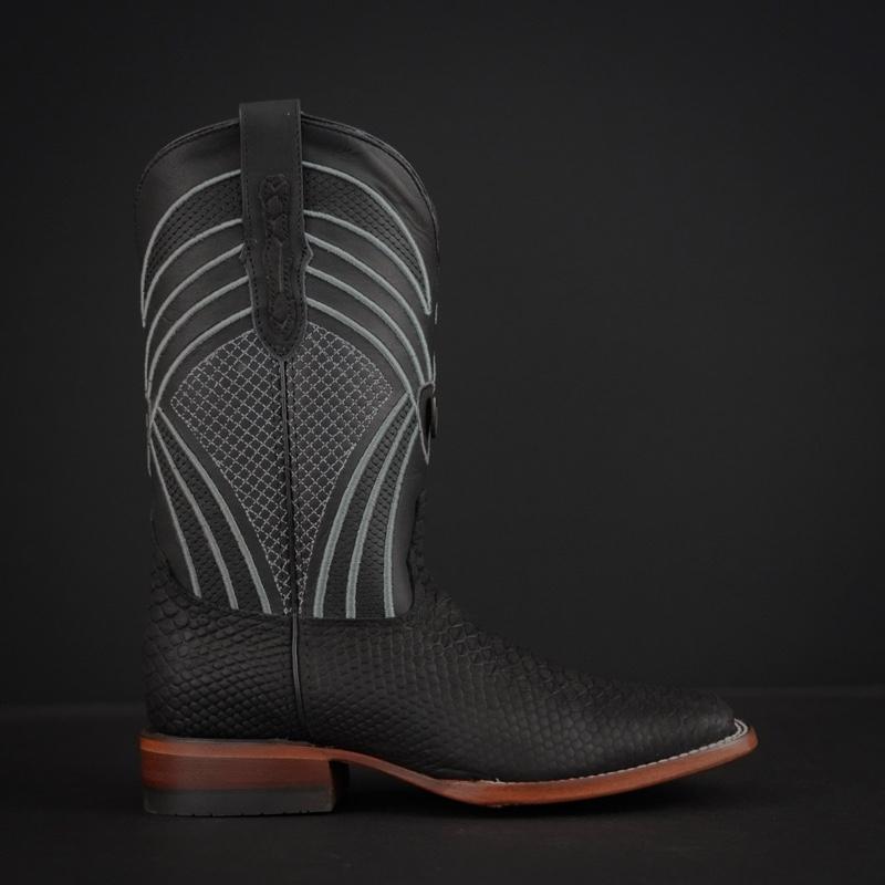 080 Pithon Embossed Mate Viejo Print Botas Vaqueras de Mexico Western Boots Ranch - Comfortable Insert, Squared Toe, Pull On Style