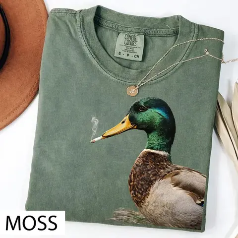 Mallard Smoking Cigarette Meme Funny Mallard Duck Hunting T-Shirt, Mallard Meme Graphic Tee, Comfort Colors Unisex Novelty Animal Shirt