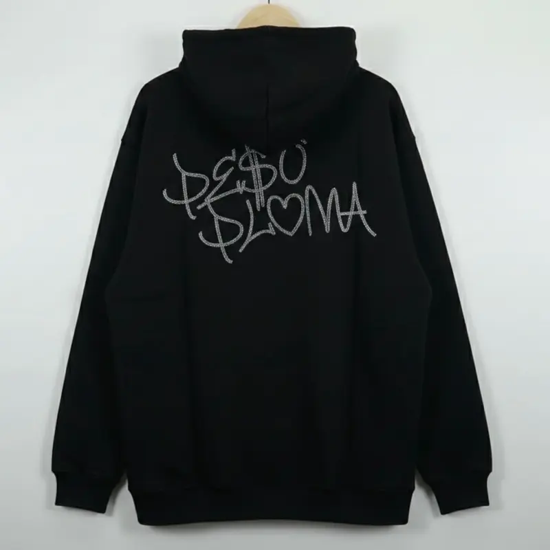 Peso P rhinestone unisex adult hoddie