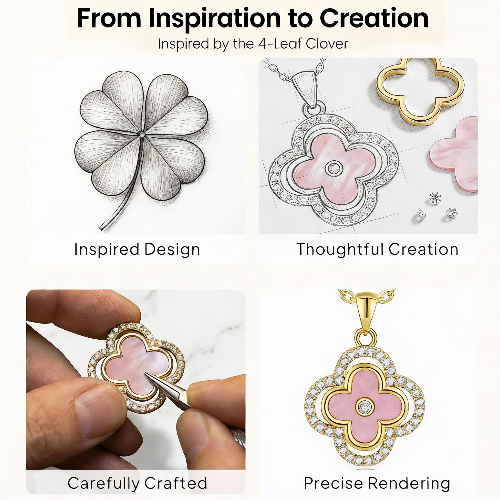 Turandoss Lucky 4-leaf Clover Necklace — CZ Sparkle, 14K Gold Plated, Valentine’s Gift for Women SpringStatements