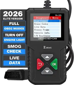 EDIAG YA-101 OBD2 Scanner 2026 – Check Engine Code Reader w/ O2 Sensor & EVAP Test, Smog Check Tool for Cars 1996+