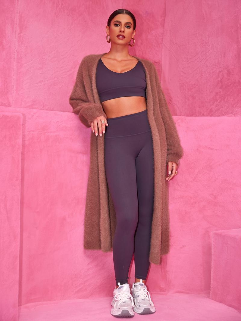 Joyfunear Women's Fluffy Longline Cardigan Wool Sweater - Soft Plush Texture & Oversized Fit for Cozy Layering