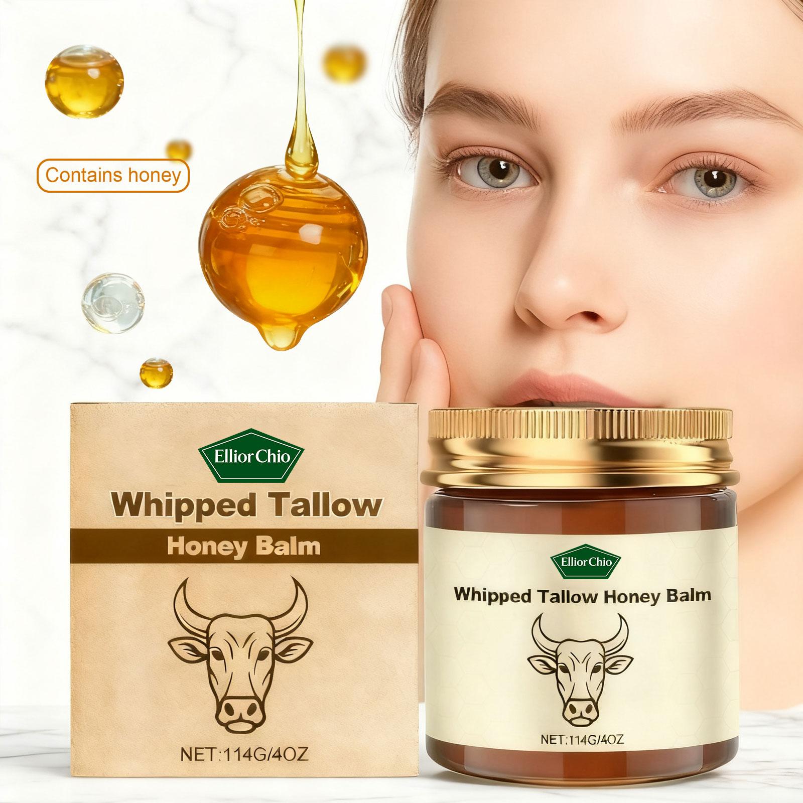 Whipped Grass-Fed Beef Tallow Honey Balm - 4 Oz,Moisturizing Cream for Soft, Smooth Skin - Handmade All-Natural Moisturizer - Lavender,hydrating, comfort, moisture boost cream, luminous firming cream, body care, hydrating dry skin