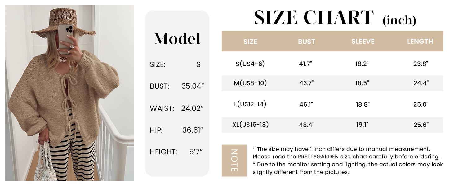 PrettyGarden Women's Tie Front Bow Cardigan Sweaters Chunky Knit Long Puff Sleeve Trendy Fall Winter Jacket Coats PrettyGarden Women's Tie Front Bow Cardigan Sweaters Chunky Knit Long Puff Sleeve Trendy Fall Winter Jacket Coats