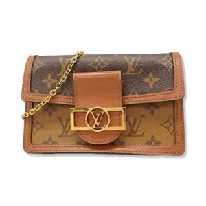 Pre-owned Louis Vuitton Reverse Monogram Canvas Crossbody Bags Monogram Reverse Dauphine Chain Wallet LV1805