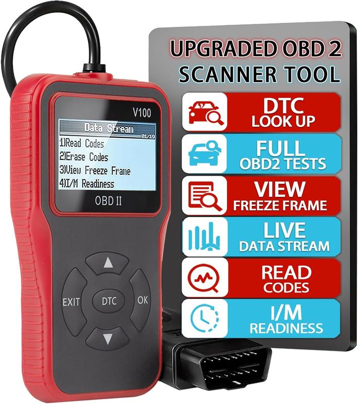 V100 OBD2 Diagnostic Tool, Check Engine Code Reader with Battery ...