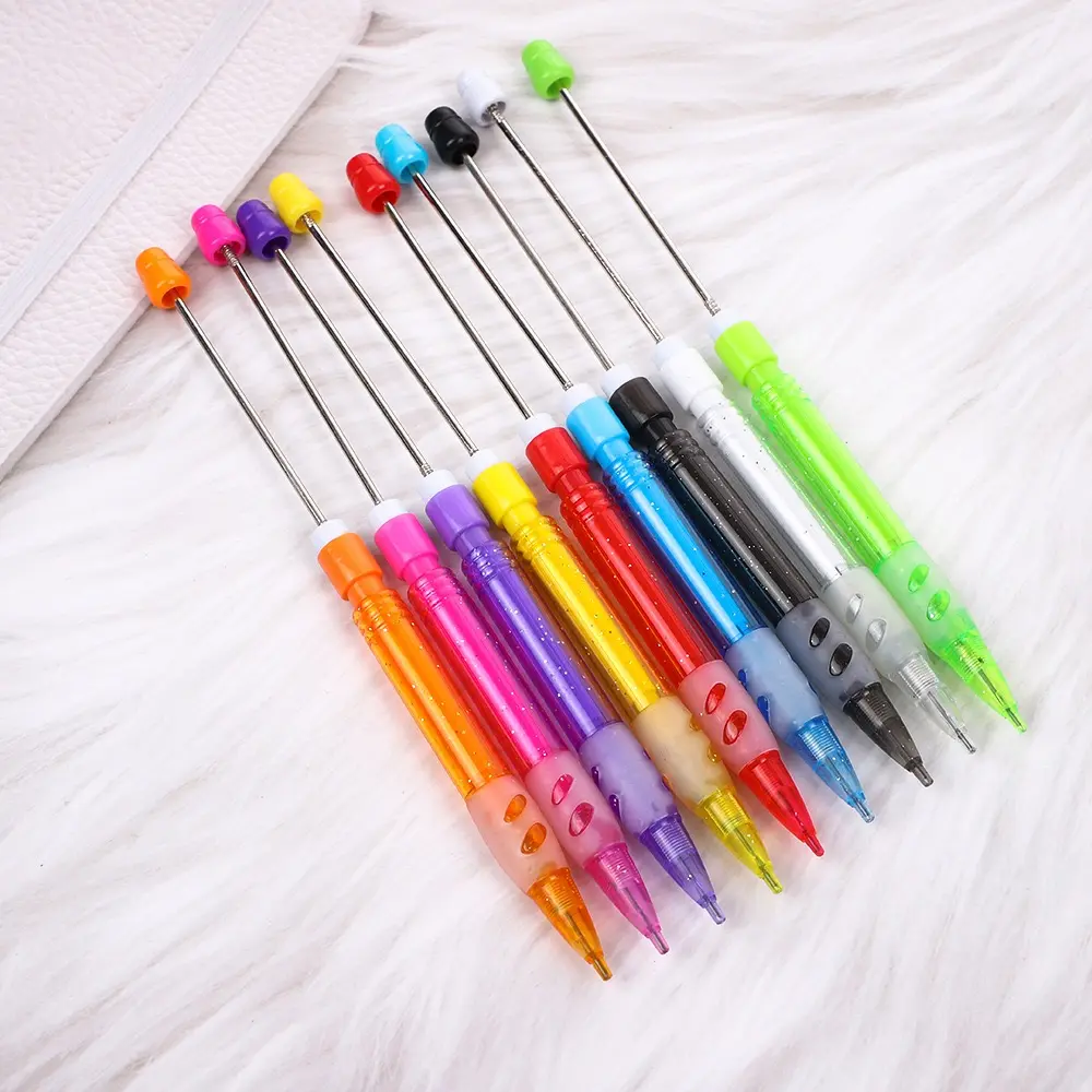 8-Pack DIY Beaded Pencils with Ink, Creative Holiday Stationery, School Supplies, Fashion Writing Office Essentials, Stationery Writing Tools