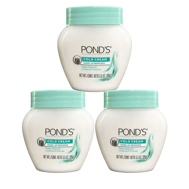 POND'S Cold Cream Facial Cleanser - Cleansing, Deep Moisture Formula for All Skin Types, Makeup Remover, 3.5oz (Pack of 3)