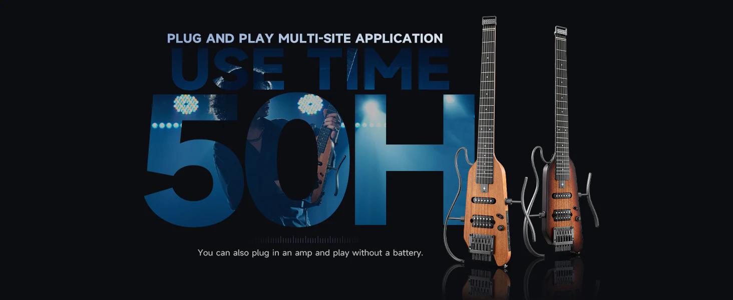 Donner HUSH-X Electric Guitar Kit - Featherlight Headless Guitar, Great for Travel and Practice, Mahogany Solid Body with Easy Assemble Stands, Gig Bag, All Accessories, Natural