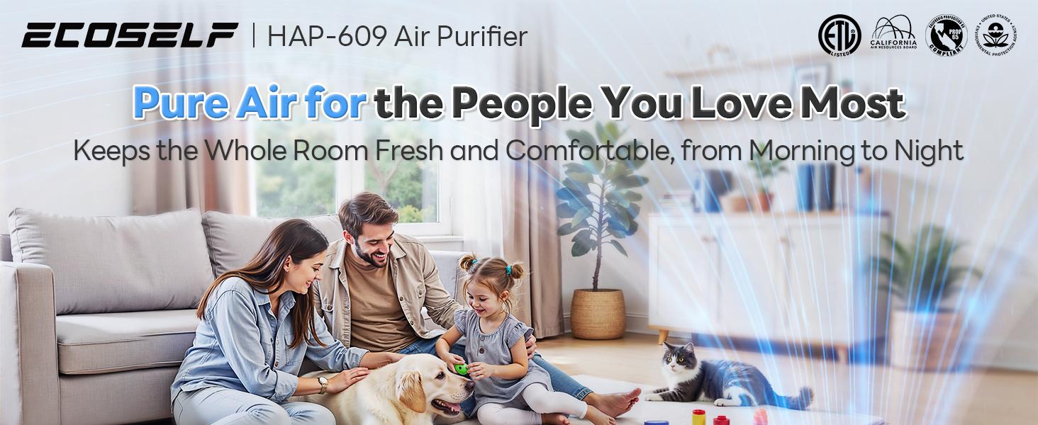 【2026 New Arrivals】Air Purifiers for Home Large Room up to 1800 Ft², Air Purifiers for Bedroom 360° Air Intake with Smart Auto Mode, HEPA Air Purifier, Air Cleaner for Smoke PoIIen Pet Dander, HAP609