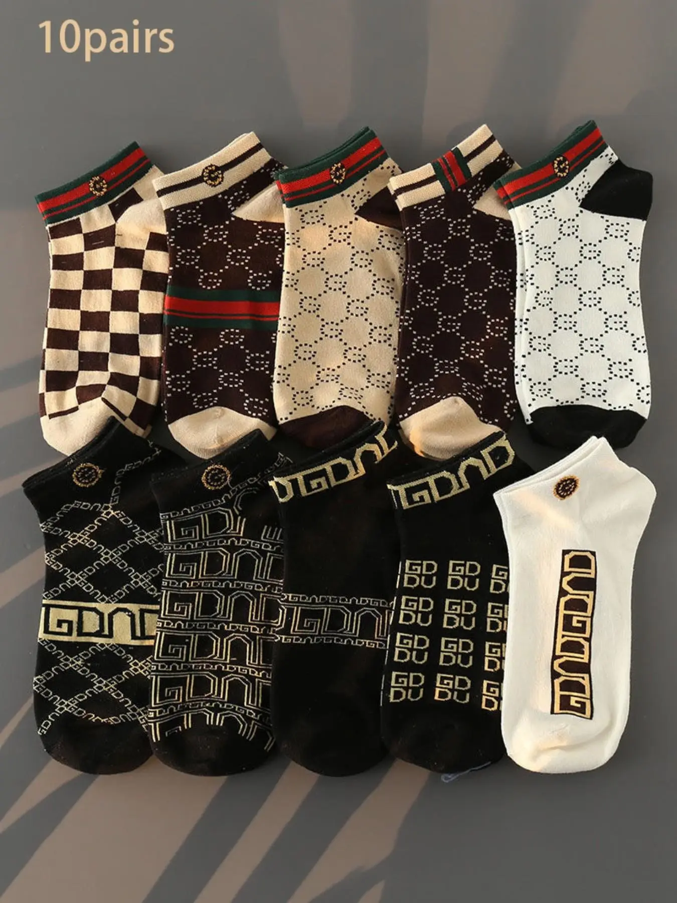10 Pairs (Random) Soft Comfortable Mixed Color Short Socks Women, Letter Print Socks, Spring Summer Style, All Season Socks, Casual Daily Wear, Casual Stylish Socks, Casual Comfy Socks, Unisex, Random Shipping