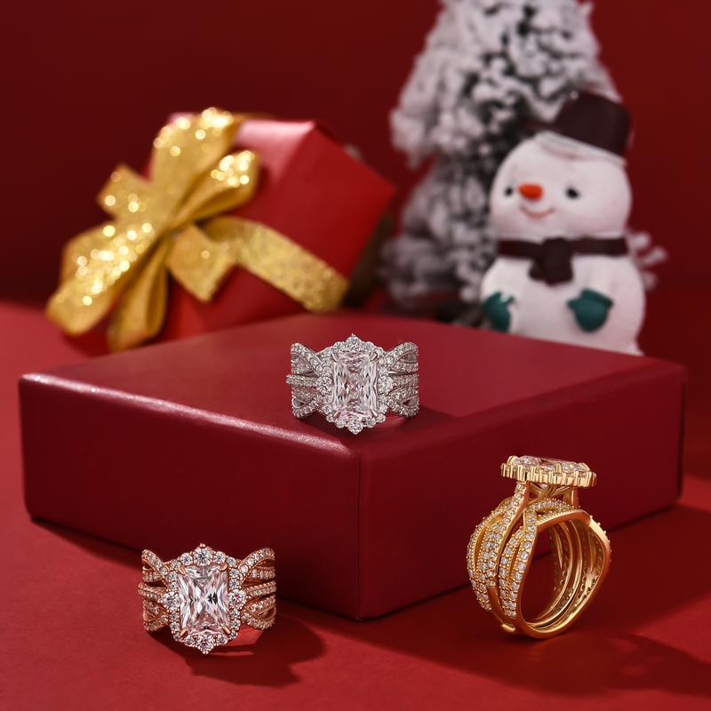 Maxine Vintage 3.0ct Radiant Cut Insert Engagement Ring Set,Bridal Ring Set,5A Cubic Zirconia Women's Ring Jewelry,Wedding Ring Set for Daily,Travel,Proposal,Birthday,Anniversary