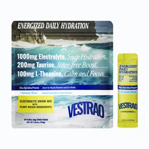 VESTRAO Super Hydration Energy Electrolyte Powder – 1000mg Scientific Blend with Taurine & L-Theanine for Calm Focus & Smooth Energy – Superfood Drink Mix Enhanced with Blue Spirulina Protein, Acai & Matcha – Zero Sugar Stick Packs
