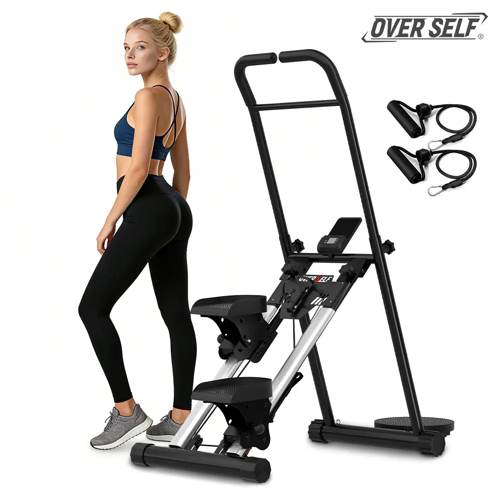 OVER SELF Vertical Climber Exercise Stair Stepper with Handlebar for Full-Body Workout Compact Cardio Climber Exercise Machine Vertical Climber for Home Gym Full Body Workout 264lbs Weight Capacity