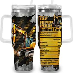 1pc 40oz Heavy Equipment Operator Nutritional Facts Tumbler with Lid, Insulated Travel Mug, Gift for Women Men, Ideal for Halloween, Independence Day, Memorial Birthday Gift, Coffee Cup, weird stuff
