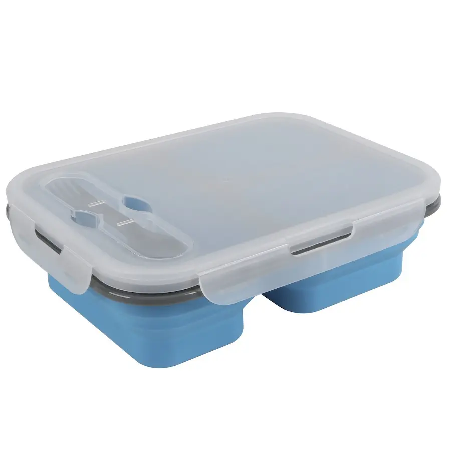 Utopia Alley BLB Collapsible Silicone Food Storage Container BENTO Box with lid for Kids & Adult, 3 compartments BPA free Foldable Lunch Box, Microwave, Freezer & Dishwasher Safe