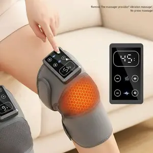 Electric Knee Massager with Heat and Vibration, Rechargeable Knee Massager with Heat & Vibration – Adjustable 5 Temperature Levels with knee Wrap Strap, Lightweight
