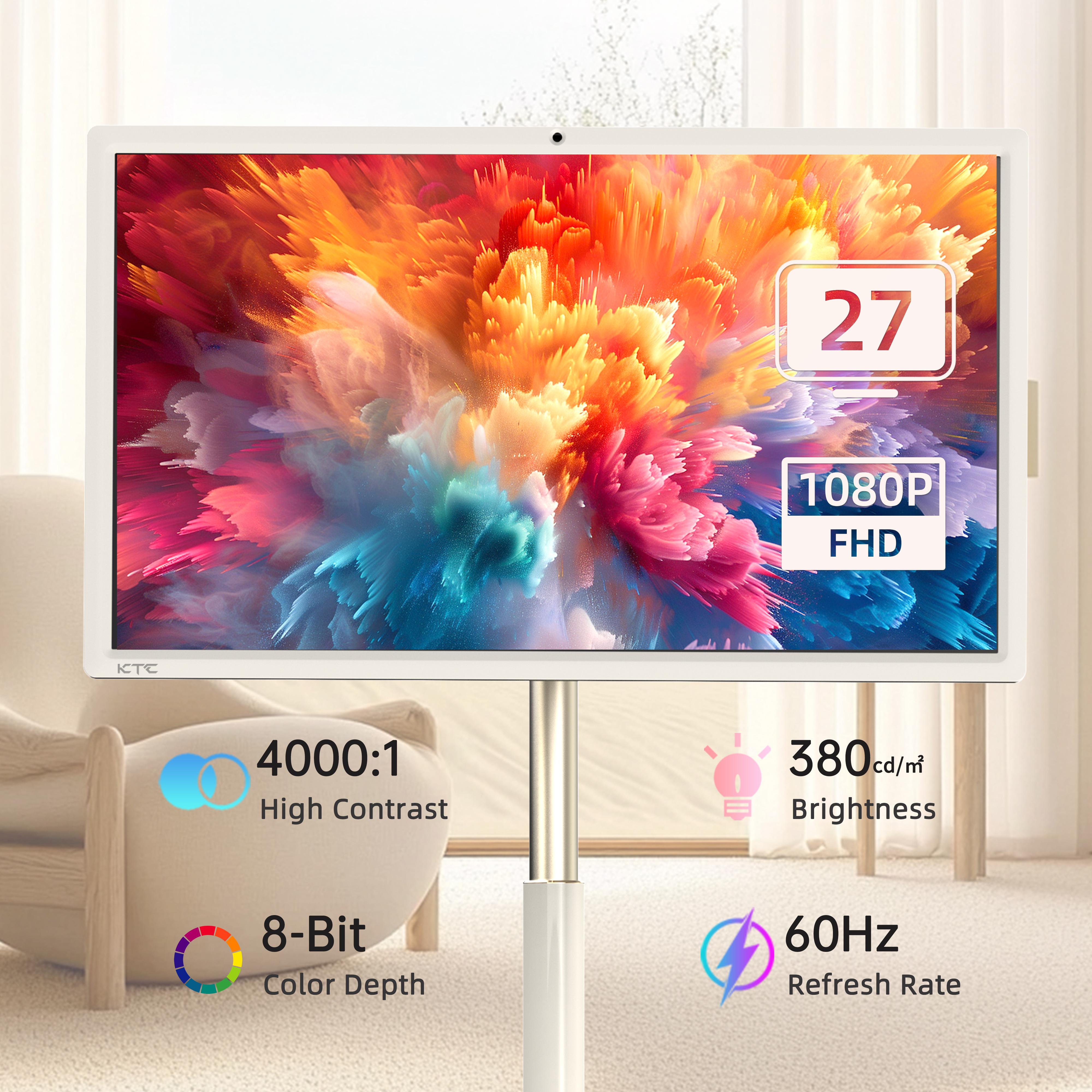 KTC A27Q7 27‘’ Portable Smart Screen, 1080P@60Hz Touch Monitor, Android 14 & Google EDLA Certification, 8GB+128GB, Qualcomm SM6115, with 9500mAh Battery & Wi-Fi 5 Wireless Casting, 4000:1 Contrast, Built-in 8MP Camera and Speakers KTC A27Q7 27‘’ Portable Smart Screen, 1080P@60Hz Touch Monitor, Android 14 & Google EDLA Certification, 8GB+128GB, Qualcomm SM6115, with 9500mAh Battery & Wi-Fi 5 Wireless Casting, 4000:1 Contrast, Built-in 8MP Camera and Speakers