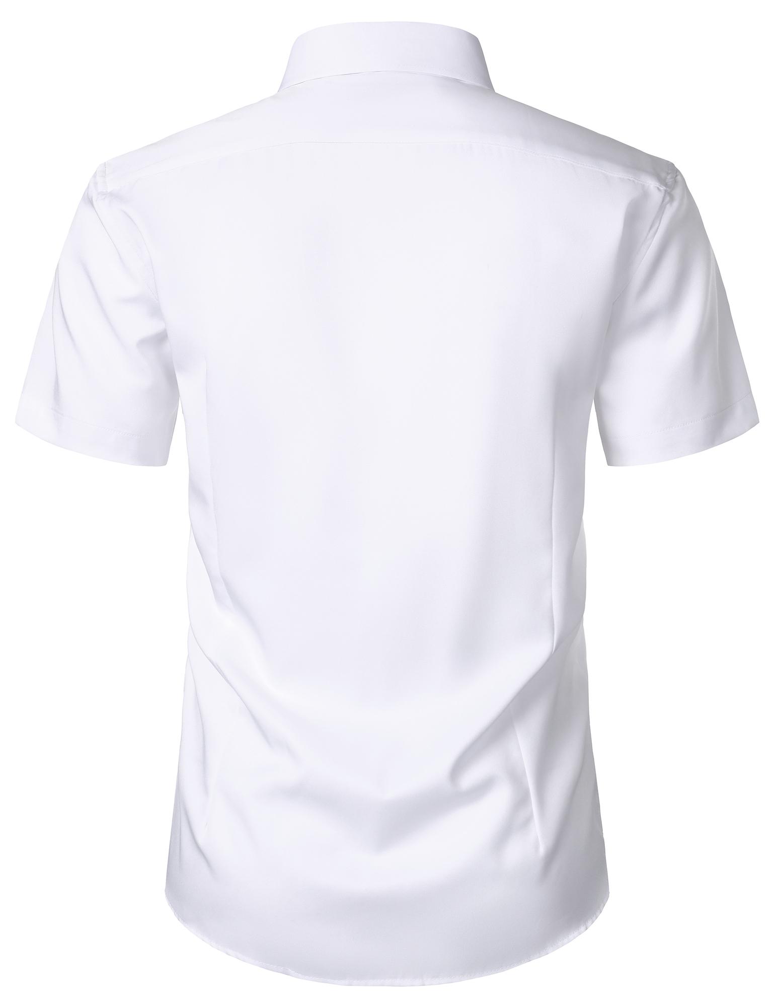 ZEROYAA Men's Short Sleeve Dress Shirt Casual Wrinkle Free Stretch Modern Slim Fit Button Down Shirts