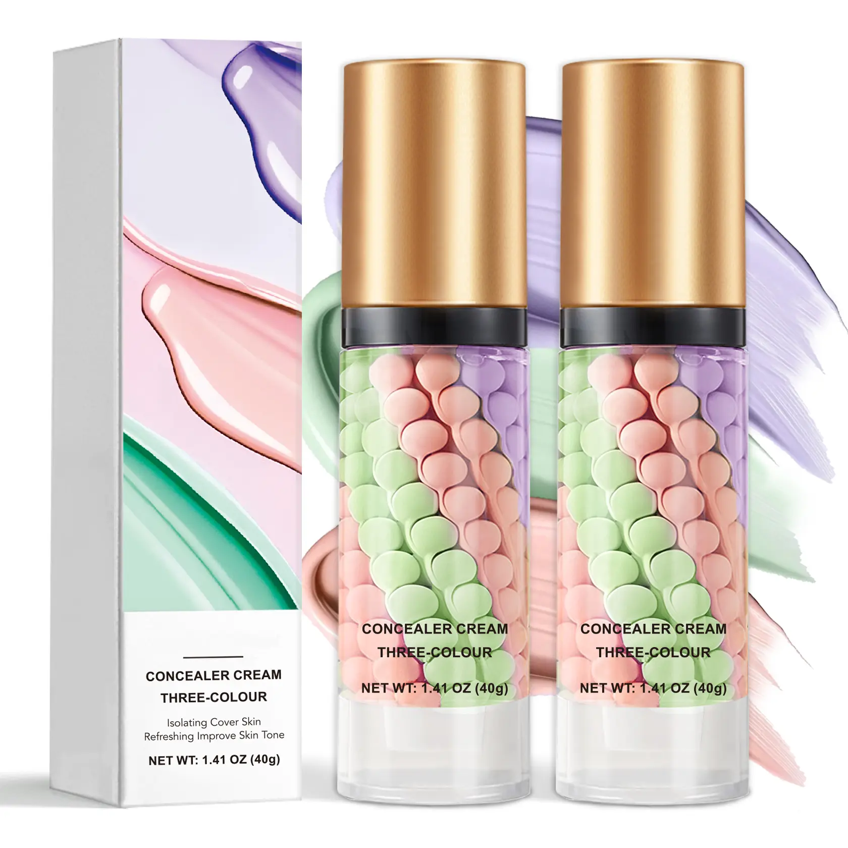 2 Pcs 3-In-1 Color Correcting Primer SPF 50 - 24H Long Wear Tone-Up Base Duo, Instant Redness Fix & Pore Blurring Makeup Sealer