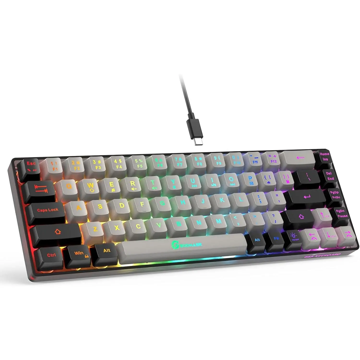 65%  Keyboard, Wired Backlit Mini Keyboard, Ultra-Compact Anti-Ghosting No-Conflict 68 Keys Membrane  Wired Keyboard for PC Laptop Windows Gamer