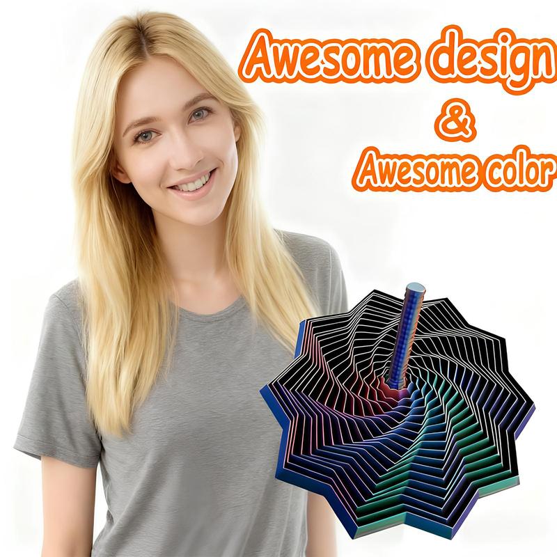 PUKEGM 3D Printed Expanded Sensory Fidget Star,New Stress Relief Sensory Whirling Spiral with Handle,Very Satisfying Sight and Sound with Hypnotizing Visual Fidget Toy