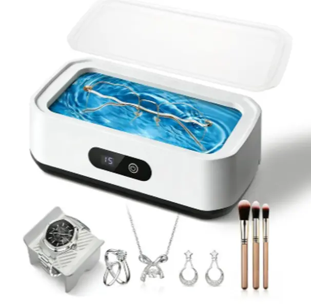 Ru High-Frequency Ultrasonic Cleaner Machine with 304 Stainless Steel Tank - Portable Small Size Deep Clean Device for Eyeglasses, Rings, Watch Bands, Dentures, Retainers, Coins, Makeup Tools, Small Metal Parts (Home, Travel Use) Sterilization Machine Hom
