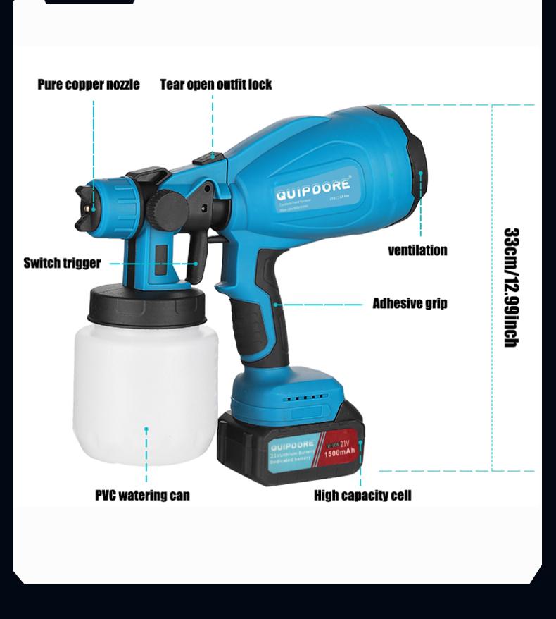 Cordless Paint Sprayer with 21V Battery, Handheld Electric Paint Gun for Home, Furniture, and Wall Painting Projects