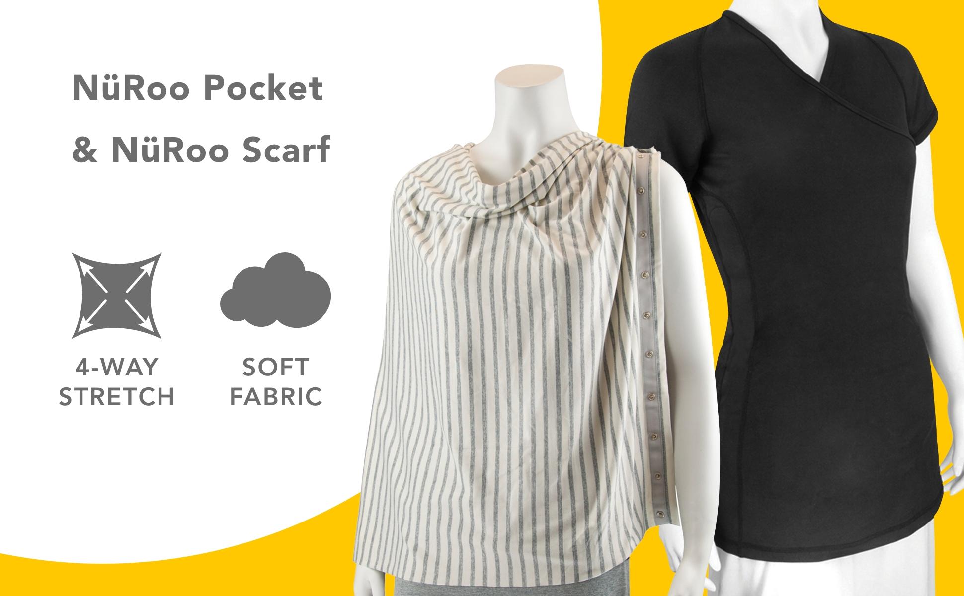 BrownMed NuRoo Pocket Full-Coverage Shirt-Style Baby Wrap, Black Unisex Half-Sleeve Soft Fabric Nursing Shirt with Adjustable Ergonomic Carrier for Postpartum Hands-Free Skin-to-Skin Contact & Newborn Care
