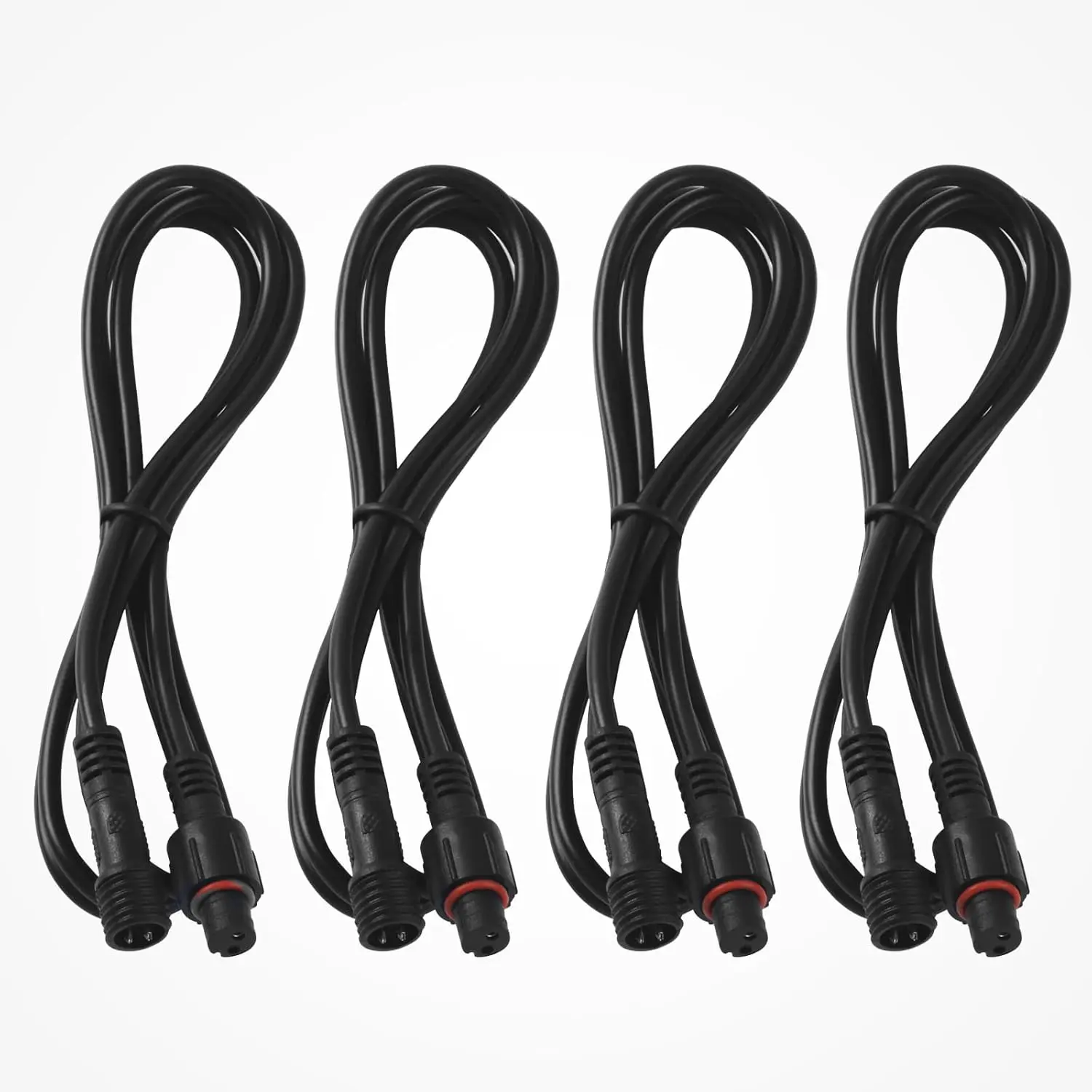 4PCS 4FT Plug-In Waterproof LED Rock Light Extension Wires, 2-Prong Durable Parts, Compatible with 9-Side RGB Rock Lights, Cars, Trucks, ATVs