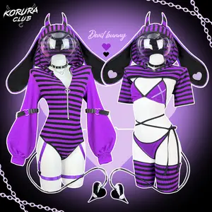 KORURACLUB Women Dark Bunny Bodysuit Party Costume Outfit