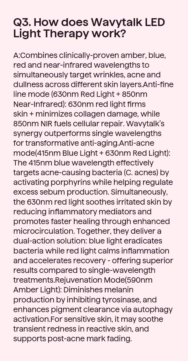 Wavytalk Glow Time LED Therapy Face Mask for Anti-Fine Line, Anti-Acne, and Skin Rejuvenation with Red, Near-Infrared Light, Blue and Amber Light,Perfect Gift