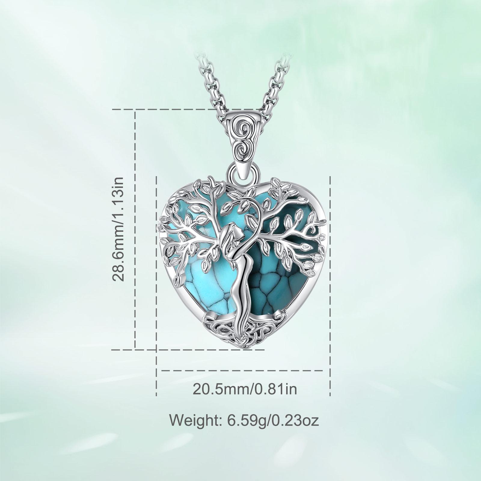 Eudora Tree of Life Tear Drop Necklace Healing Crystal Heart Pendant Goddess Amulet Jewelry with Amethyst Turquoise, Spiritual Protection Gift for Her Eudora Tree of Life Tear Drop Necklace Healing Crystal Heart Pendant Goddess Amulet Jewelry with Amethyst Turquoise, Spiritual Protection Gift for Her