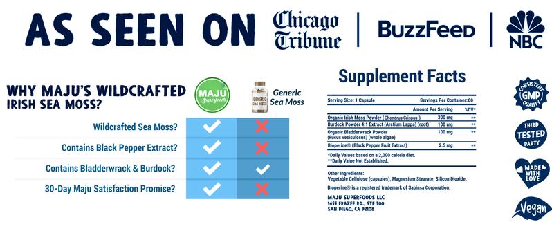 Limited Reserve Sea Moss Bundle - Golden Sea Moss (60ct) & Purple Chondrus Crispus Capsules (60ct), Edible Dietary Healthcare, Mineral Support