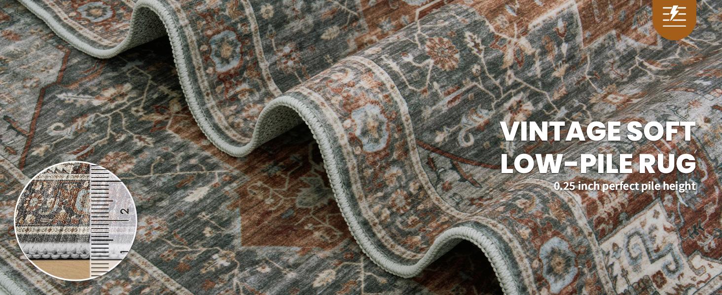 ComiComi Luxury Vintage Medieval Aesthetic Area Rugs For Living Room,Machine Washable, Water&Stain-Resistant, TPR With Non-Slip Backing, Hallway Runner Rugs for Bedroom, Kitchen, Perfect For Pets&Kids, Home Decoration, Decor Item, Dark Grey Rugs