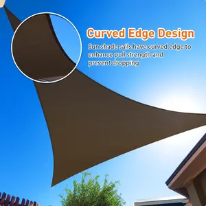 Mocha HDPE Sunshade Sail 10'X10'X14' UV Protection Waterproof Curved Edge Design for Deck Canopies Patio Awnings Garden Shades sunbathing