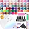 JODSONE 60 PCS Gel Nail Polish Kit with U V Light Base and Matte Glossy Top Coat Nail Gel Polish Soak off Manicure Accessory Tools Suitable for All Seasons #SummerVibes