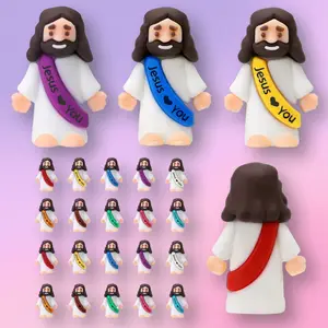 25 Pcs Mini Jesus Figures Original Design Decor Easter Egg Stuffers - Cute Jesus Ornaments Toys Christmas Decorations Tradition Religious Party Favors Sunday School Baptism Gifts  Celebrate Random Colors