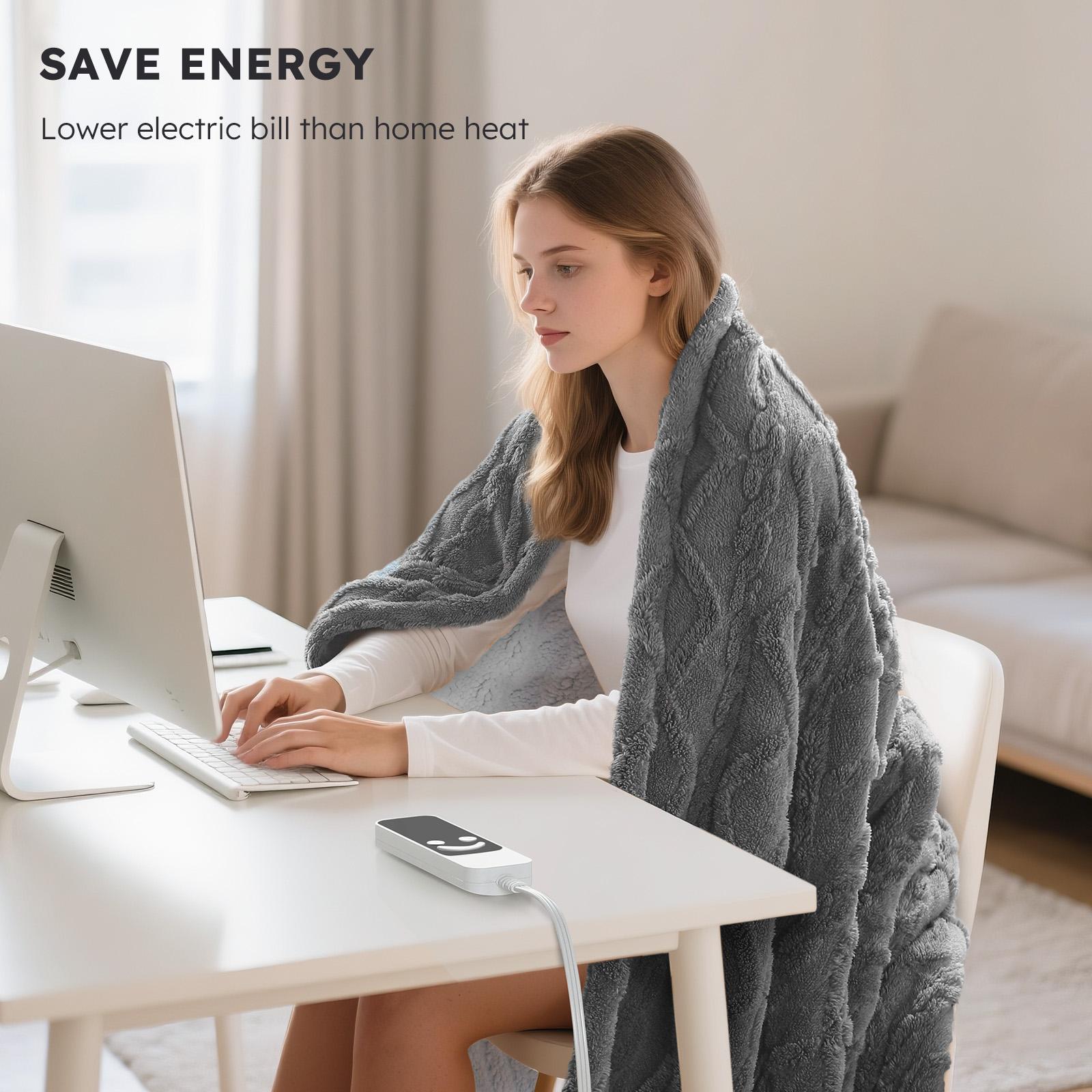 YOOFOSS Heated Blanket Electric Blanket Throw - Heating Blanket with 5 Heating Levels & 12 Hours Auto Off, Soft Cozy Sherpa FleeceWashable Blanket with Fast Heating