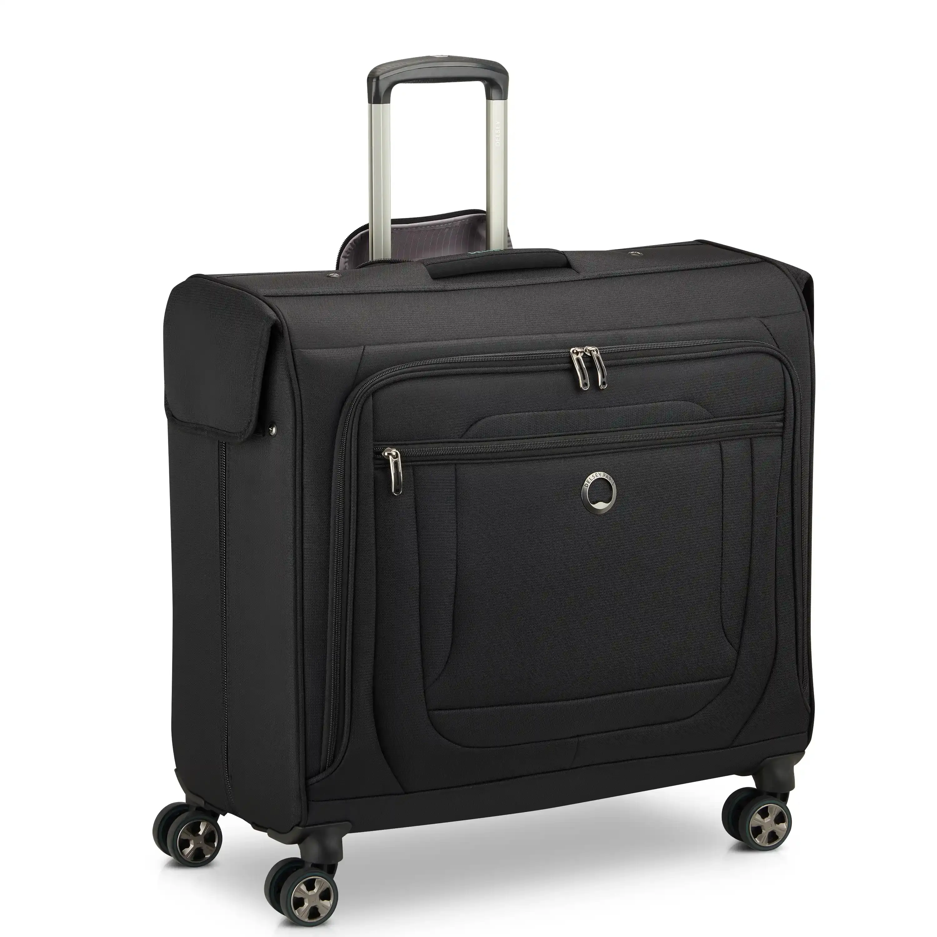 DELSEY Helium DLX Soft-Side Checked Rolling Garment Bag - Wrinklefree DuraTec Fabric Luggage with 360 Rotation Spinner Wheels, Ergonomic Carry Handle, Secure Hang System, Mesh Pockets, Zip Closure for 6-8 Outfits, International Travel
