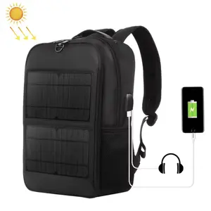 Solar Backpack 5V 14W with Handle USB Charging Port Nylon Outdoor Backpack for Hiking, Biking, Running Outdoors sport