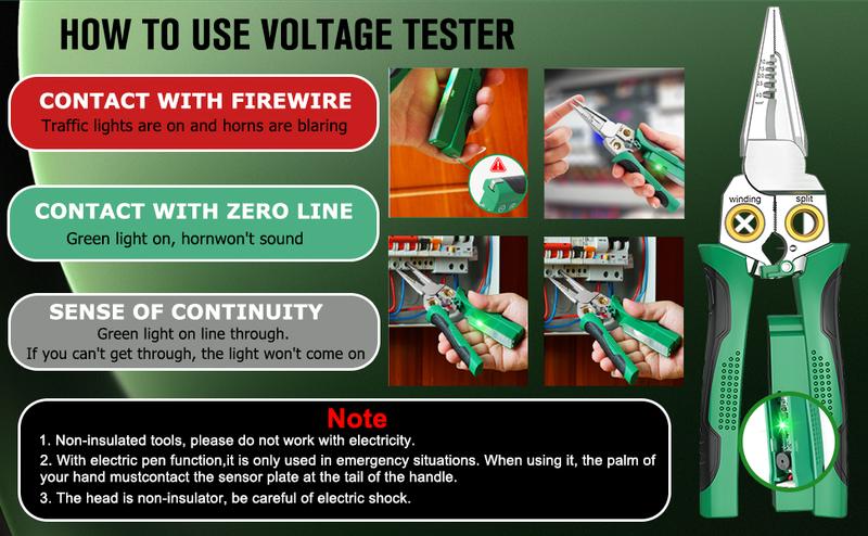 DODKKK 8 in 1 Wire Stripping Pliers with Voltage Tester, Multi-function Wire Stripper Electrician's Pliers, Electric Wire Stripping Tool, Electrician Repair Tool home appliance DODKKK 8 in 1 Wire Stripping Pliers with Voltage Tester, Multi-function Wire Stripper Electrician's Pliers, Electric Wire Stripping Tool, Electrician Repair Tool home appliance