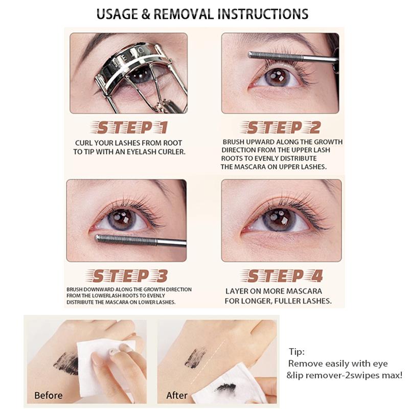 GLN 3D Curl & Volume Black Mascara Long-lasting curl-enhancing beauty makeup Large-sized black smudge-proof waterproof tube mascara Dramatically voluminous 3.2g