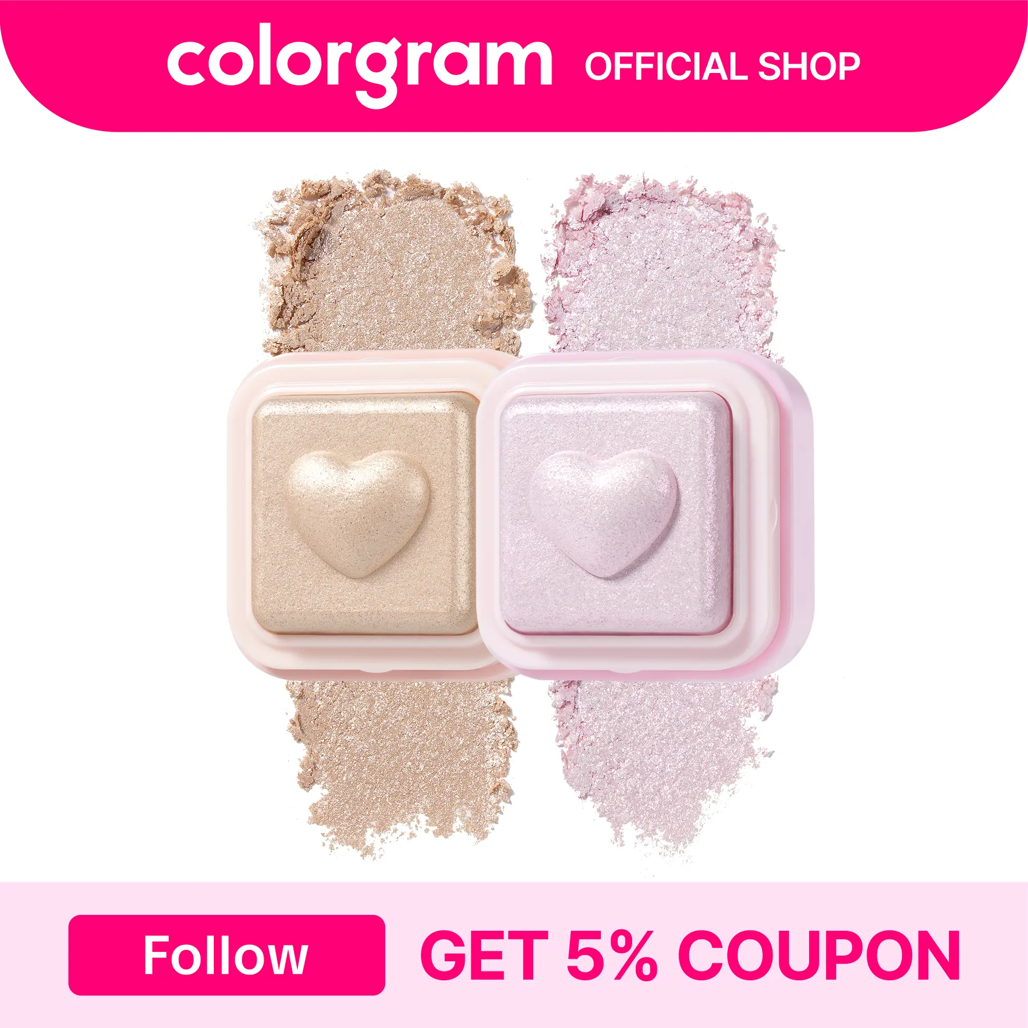Colorgram Heartlighter Duo | Milk Bling Soft Glow Highlighter Set I summervibes Colorgram Heartlighter Duo | Milk Bling Soft Glow Highlighter Set I summervibes