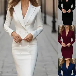 2025 Chic Single-Breasted Long Sleeve Commuter Dress
