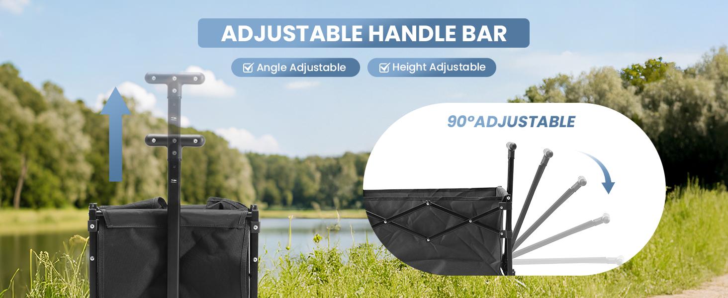 【Upgraded】Collapsible Wagon with Wheels, 176 lbs Wagons Carts Foldable Wagon Cart with Flexible Handle, Lightweight Portable Folding Utility Grocery Shopping Cart for Grocery Sports Garden Camping