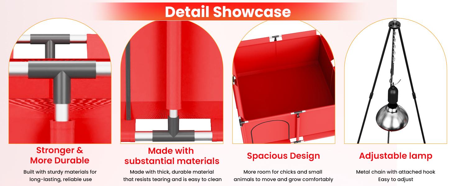 Chicks Brooder Box for Chicken Starter Kit Includes Timing Heat Lamp, Sawdust, Chick Feeder and Waterer Set Poultry Brooder with Heat Lamp for Baby Chicks, Ducks, Quail Birds