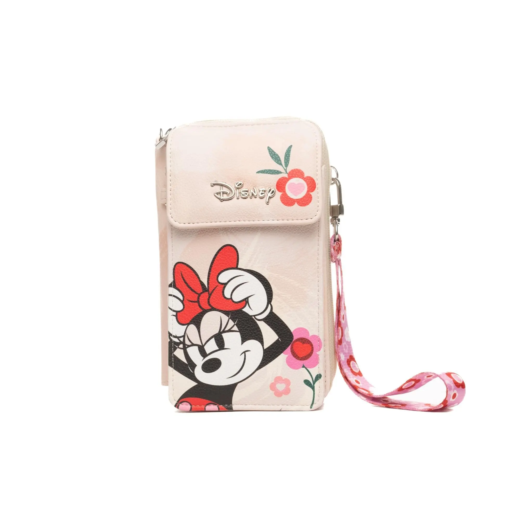 Women's Minnie Mouse Vegan Leather Crossbody Bag - Cell Phone Purse with Removable Wristlet Strap