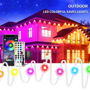 Outdoor RGB LED Eave Lights IP67 Waterproof Color Changing Music Sync App Control for Christmas Halloween Garden House Party Decorations Yard Lighting